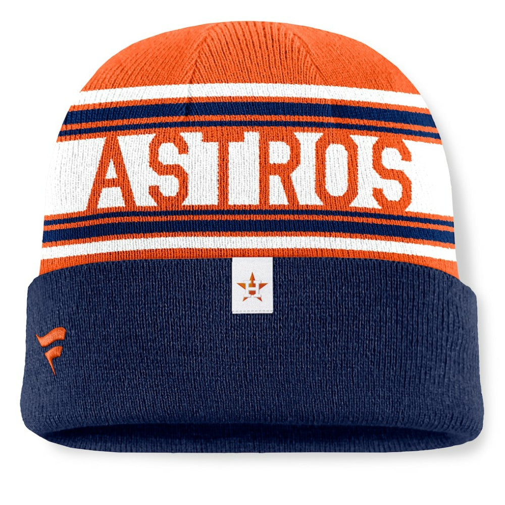 Houston Astros Fanatics Fundamental Team Stripe Cuffed Knit Hat - Navy Hats