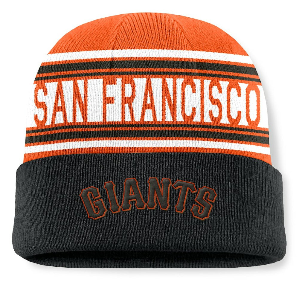 San Francisco Giants Fanatics Fundamental Team Stripe Cuffed Knit Hat - Black Hats