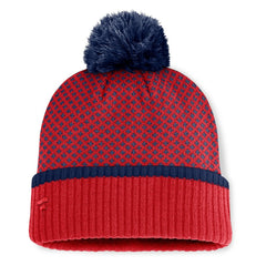 Washington Nationals Fanatics Women's Fundamental Jacquard Cuffed Knit Hat with Pom - Red Hats