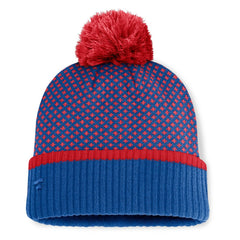 Chicago Cubs Fanatics Women's Fundamental Jacquard Cuffed Knit Hat with Pom - Royal Hats