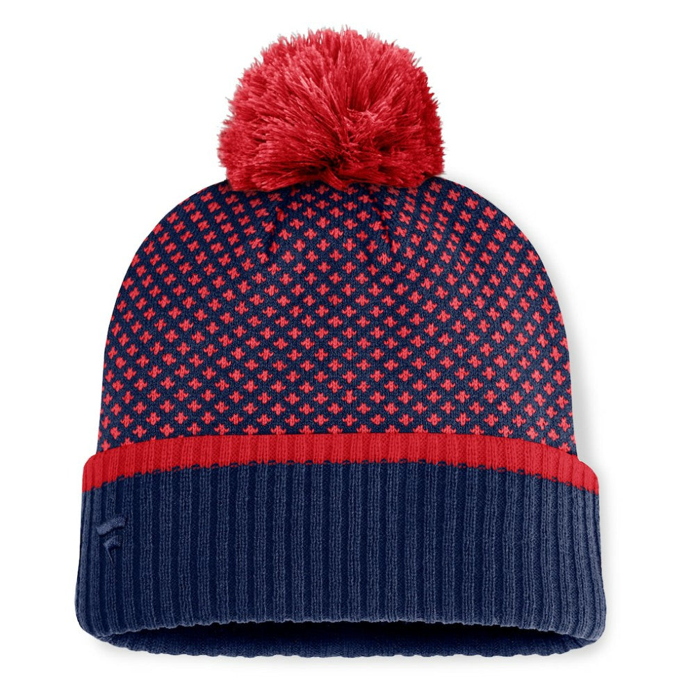 Boston Red Sox Fanatics Women's Fundamental Jacquard Cuffed Knit Hat with Pom - Navy Hats