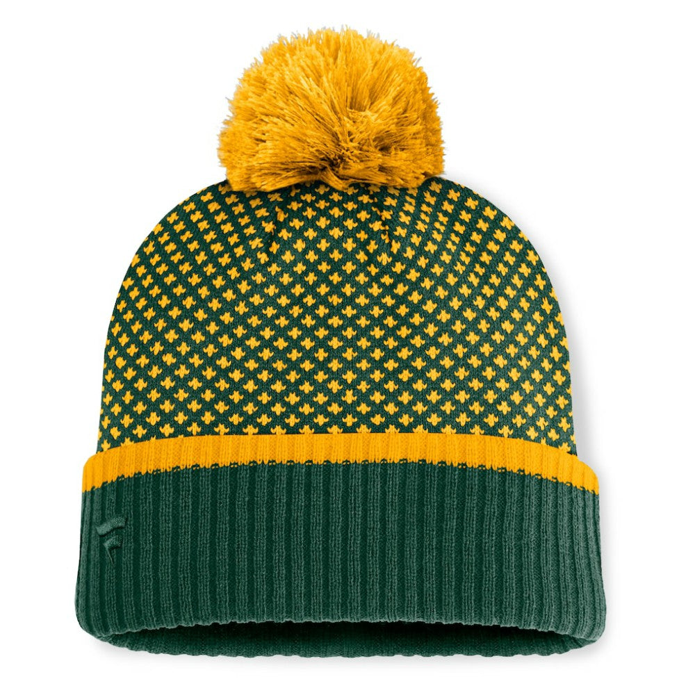 Athletics Fanatics Women's Fundamental Jacquard Cuffed Knit Hat with Pom - Green Hats