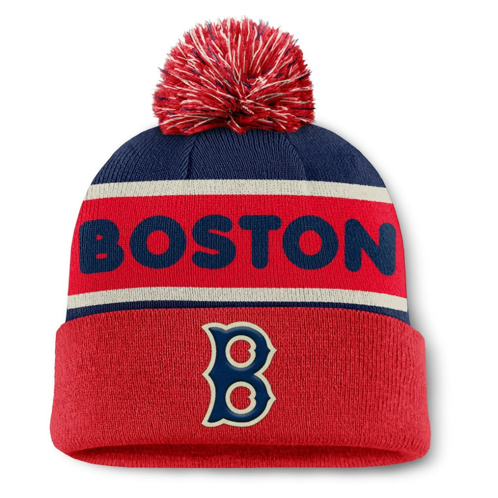 Boston Red Sox Fanatics Heritage Cuffed Knit Hat with Pom - Navy Hats