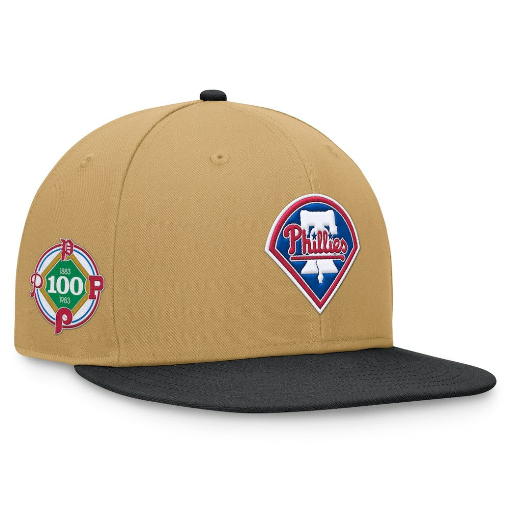 Philadelphia Phillies Fanatics  Heritage Two-Tone Fitted Hat - Khaki/Black Hats