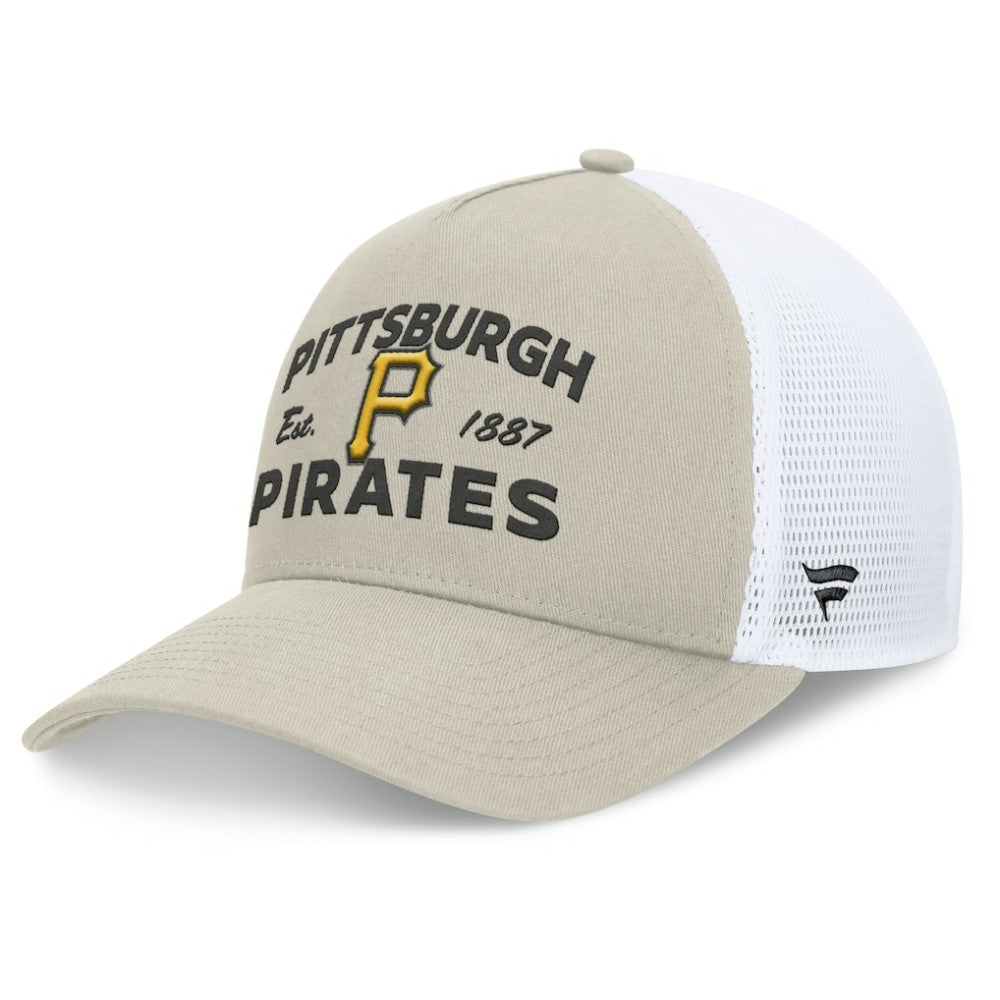Pittsburgh Pirates Fanatics A-Frame Trucker Adjustable Hat - Stone Hats