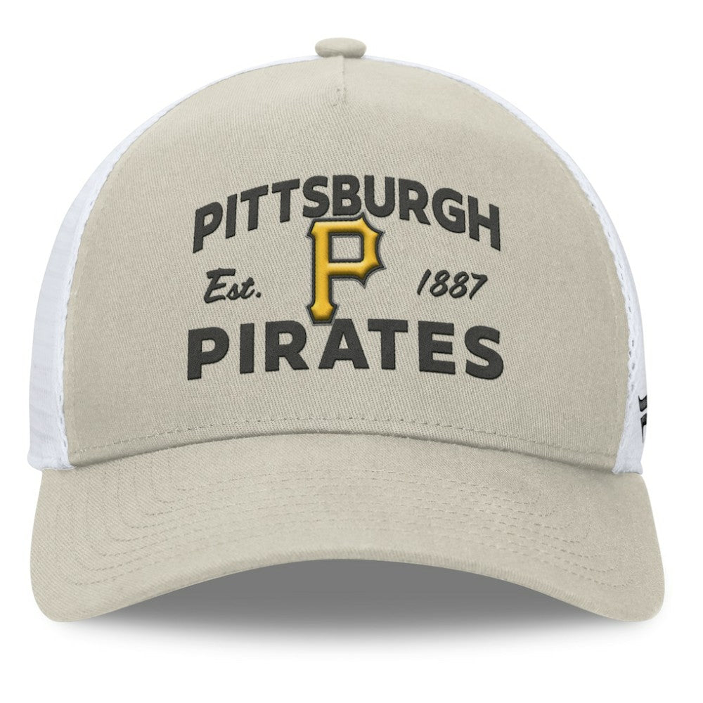 Pittsburgh Pirates Fanatics A-Frame Trucker Adjustable Hat - Stone Hats