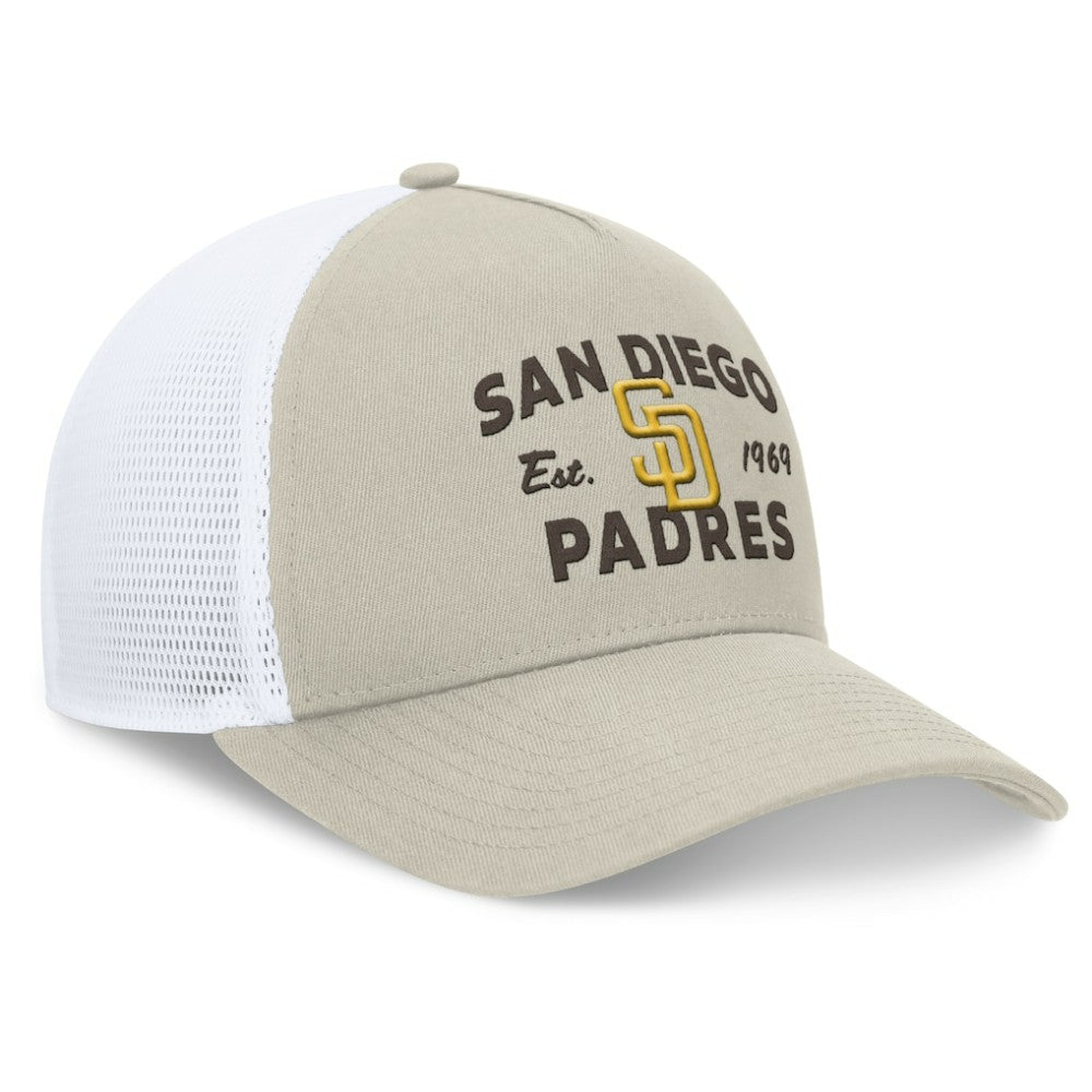 San Diego Padres Fanatics A-Frame Trucker Adjustable Hat - Stone Hats