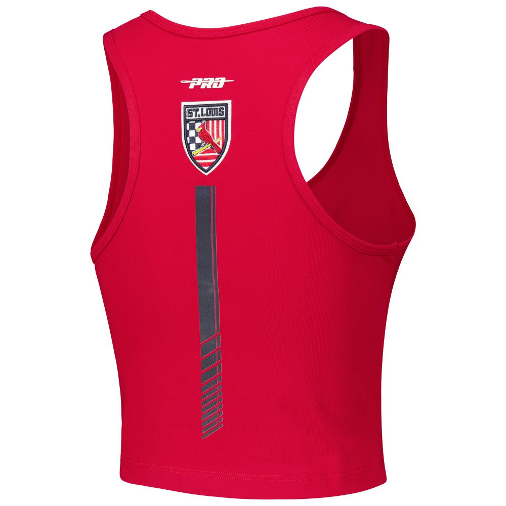 St. Louis Cardinals Pro Standard Women's Fast Lane Fitted Tri-Blend Cropped Tank Top - Red Tanks