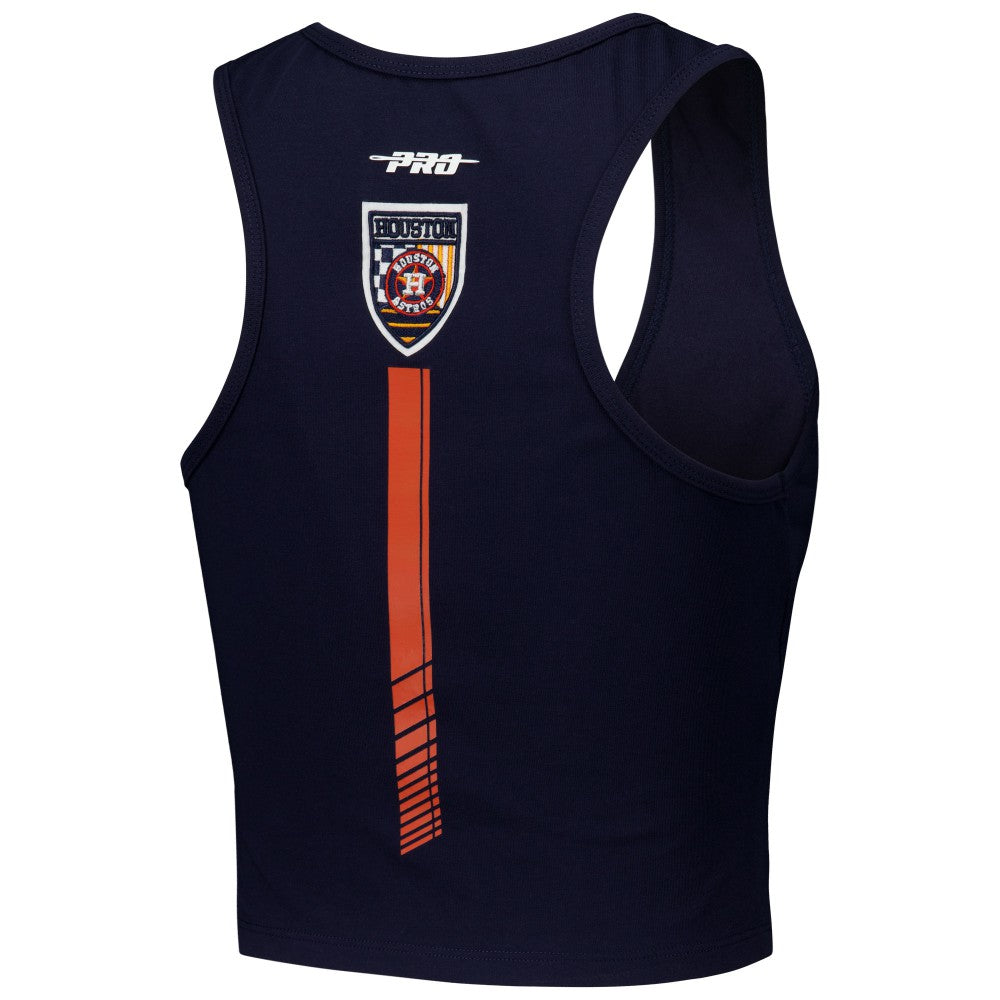 Houston Astros Pro Standard Women's Fast Lane Fitted Tri-Blend Cropped Tank Top - Navy Tanks