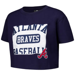 Atlanta Braves Pro Standard Women's Made To Play Boxy Cropped T-Shirt - Navy T-shirts