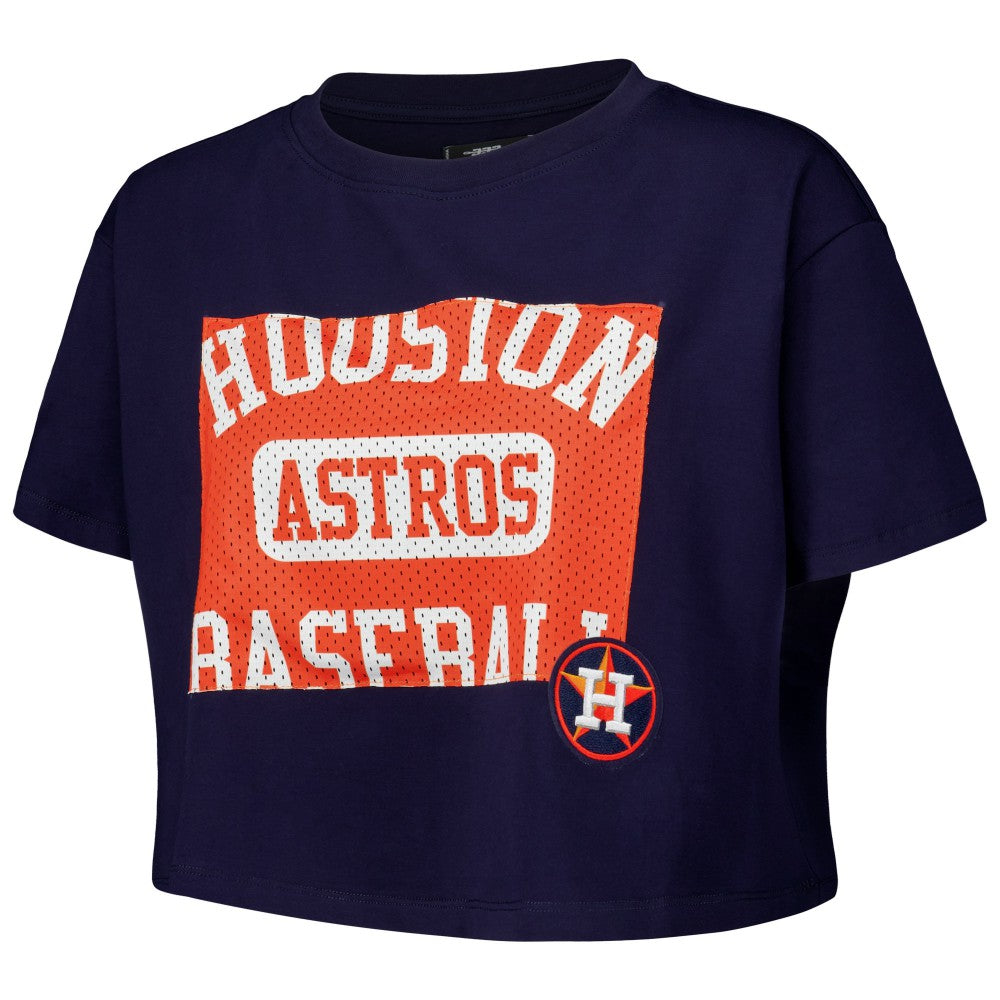 Houston Astros Pro Standard Women's Made To Play Boxy Cropped T-Shirt - Navy T-shirts