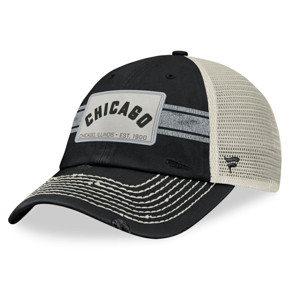 Chicago White Sox Fanatics  Heritage Stripe Trucker Adjustable Hat - Black/Natural Hats