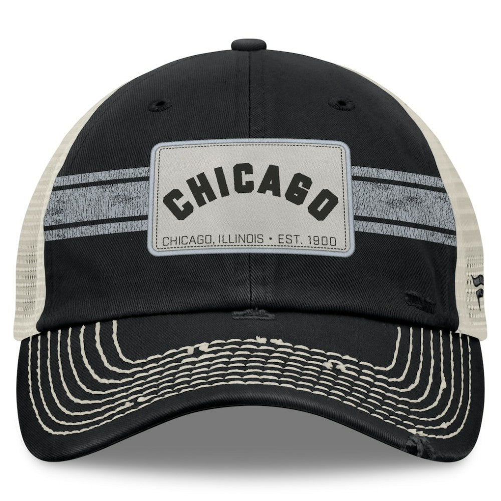 Chicago White Sox Fanatics  Heritage Stripe Trucker Adjustable Hat - Black/Natural Hats