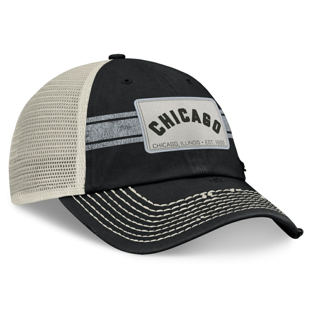 Chicago White Sox Fanatics  Heritage Stripe Trucker Adjustable Hat - Black/Natural Hats
