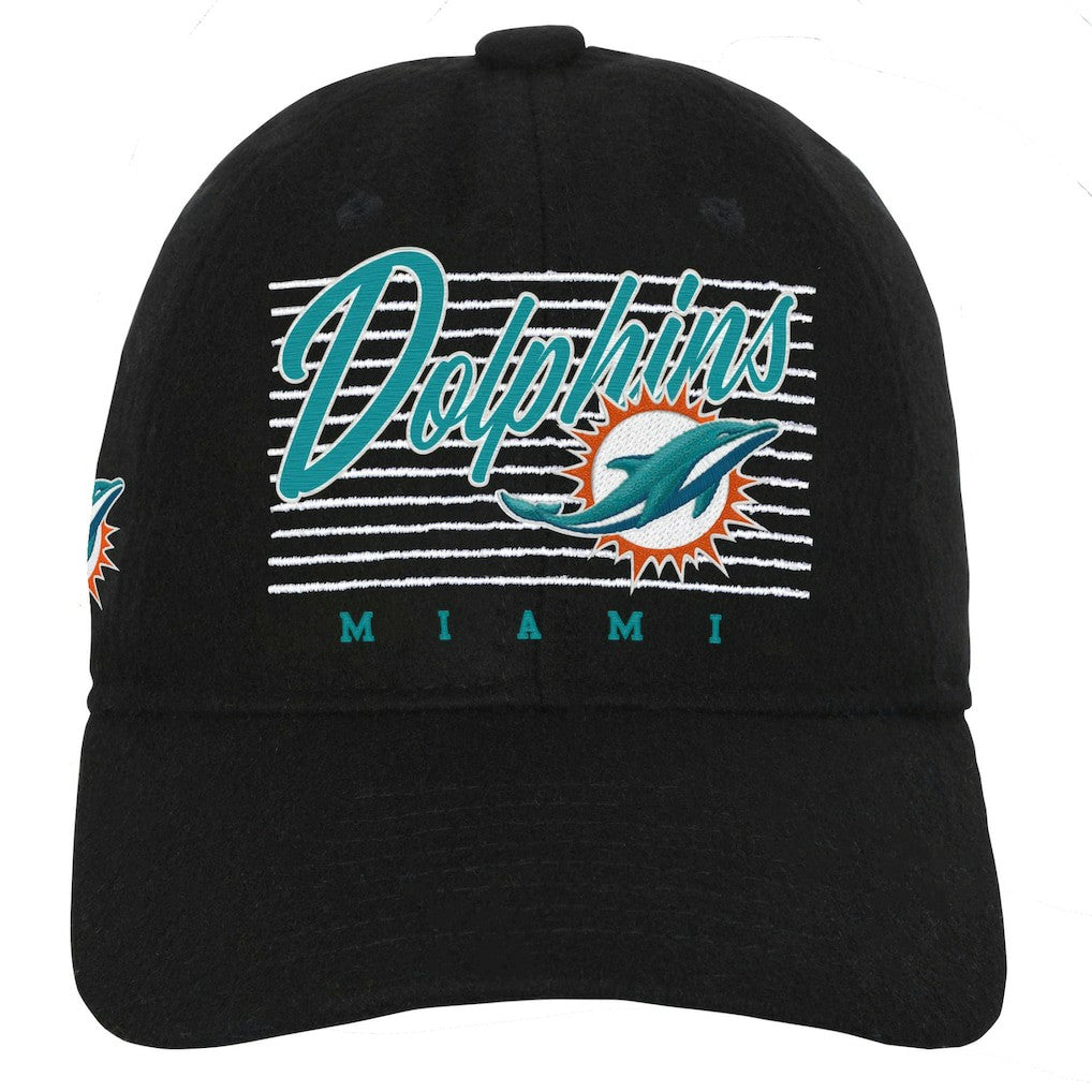 Miami Dolphins Youth Retro Wooly Adjustable Hat - Black Hats
