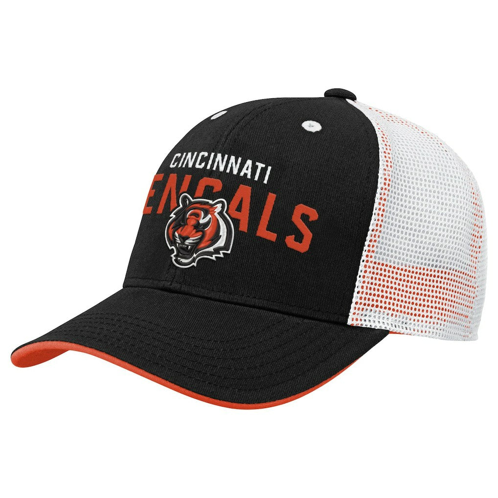 Cincinnati Bengals Youth Core Lockup Trucker Adjustable Hat - Black Hats