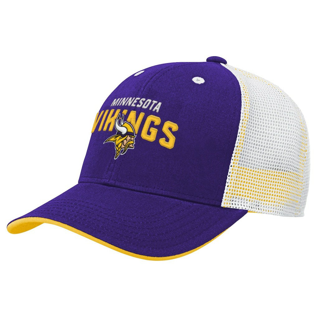 Minnesota Vikings Youth Core Lockup Trucker Adjustable Hat - Purple Hats