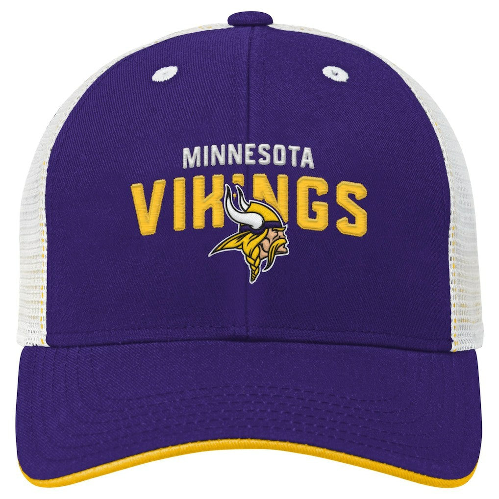 Minnesota Vikings Youth Core Lockup Trucker Adjustable Hat - Purple Hats