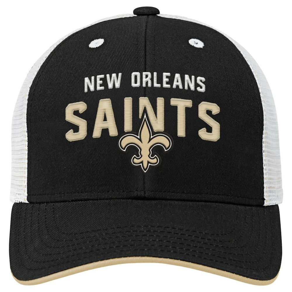 New Orleans Saints Youth Core Lockup Trucker Adjustable Hat - Black Hats