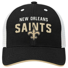 New Orleans Saints Youth Core Lockup Trucker Adjustable Hat - Black Hats