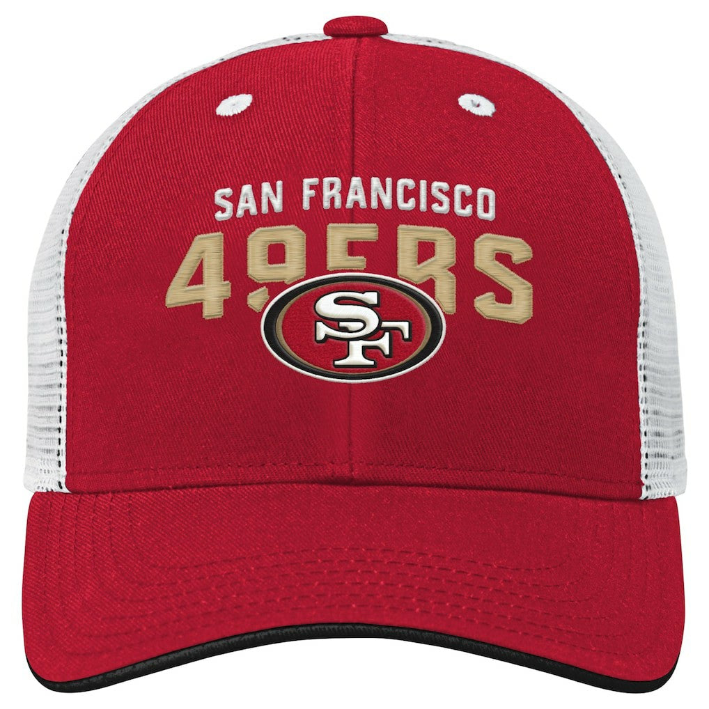 San Francisco 49ers Youth Core Lockup Trucker Adjustable Hat - Scarlet Hats
