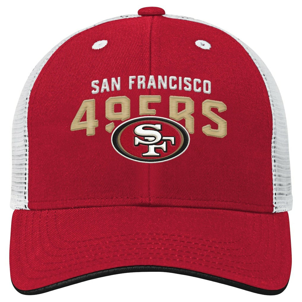 San Francisco 49ers Youth Core Lockup Trucker Adjustable Hat - Scarlet Hats