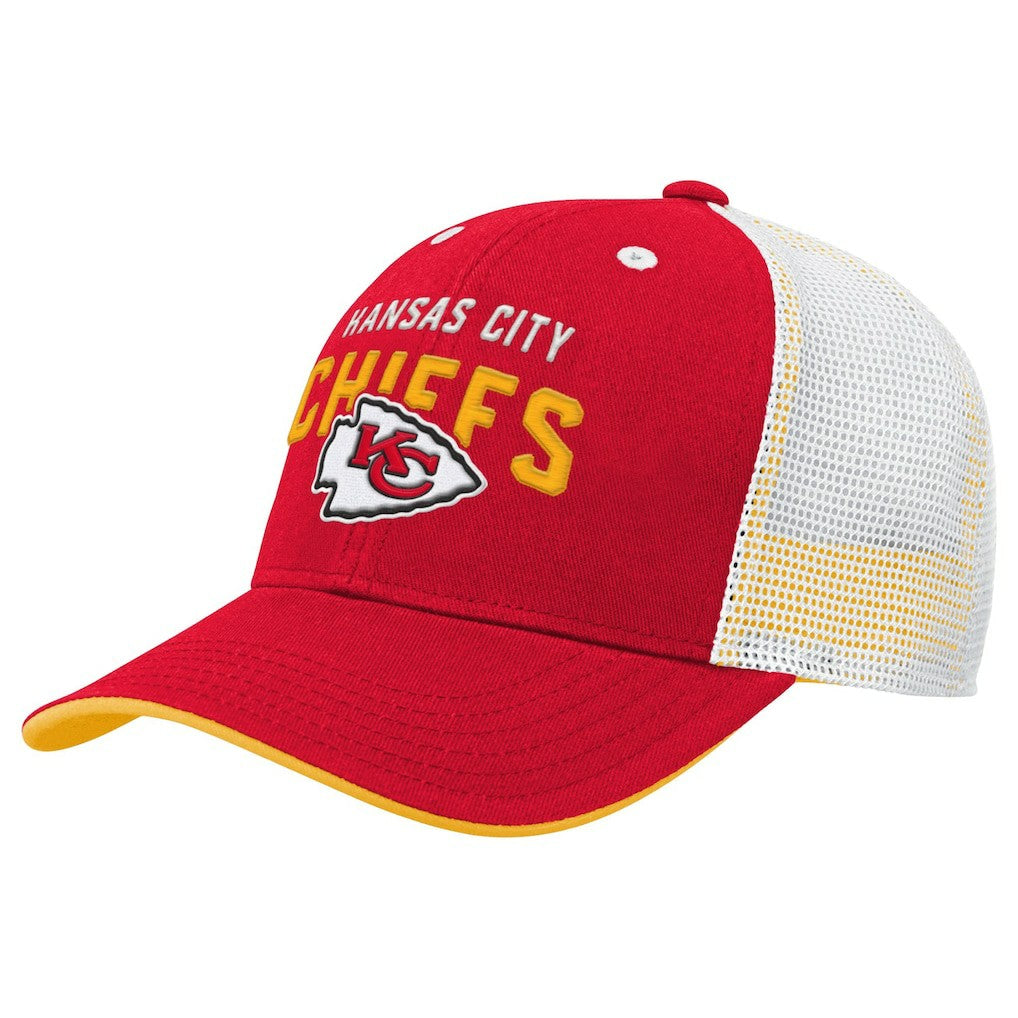 Kansas City Chiefs Youth Core Lockup Trucker Adjustable Hat - Red Hats