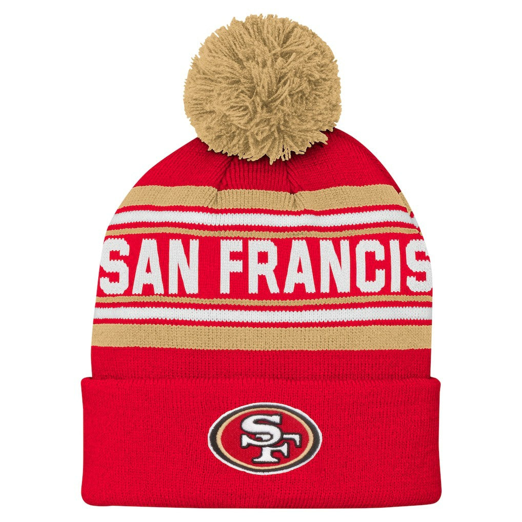 San Francisco 49ers Youth Jacquard Cuffed Knit Hat with Pom - Scarlet Hats