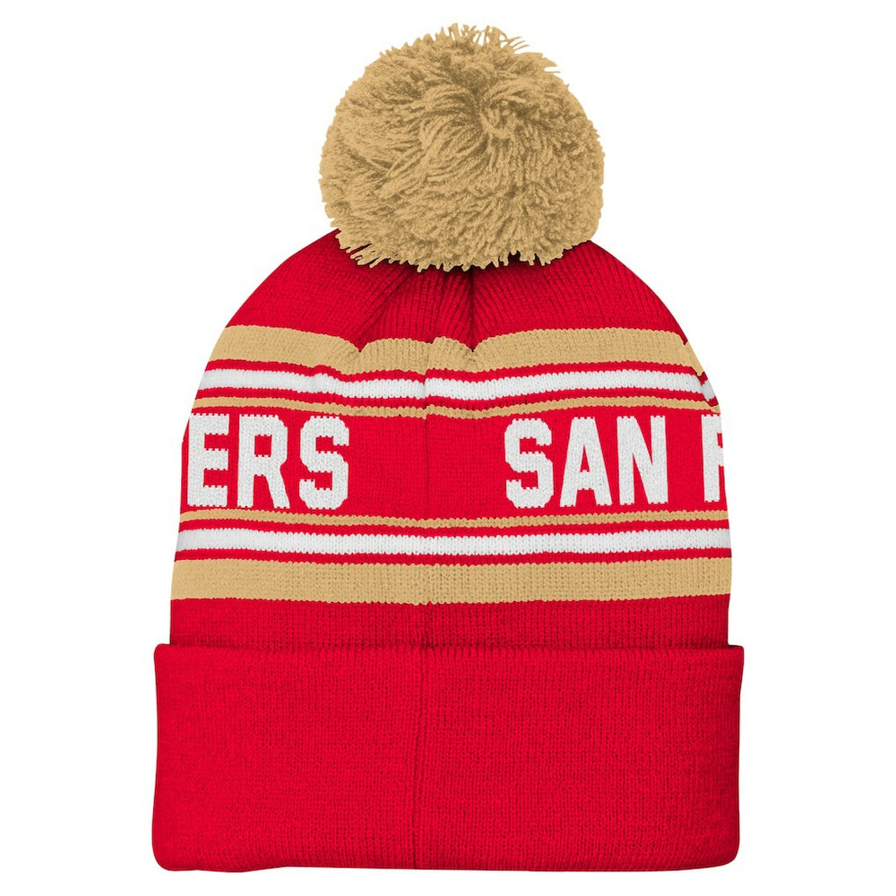 San Francisco 49ers Youth Jacquard Cuffed Knit Hat with Pom - Scarlet Hats