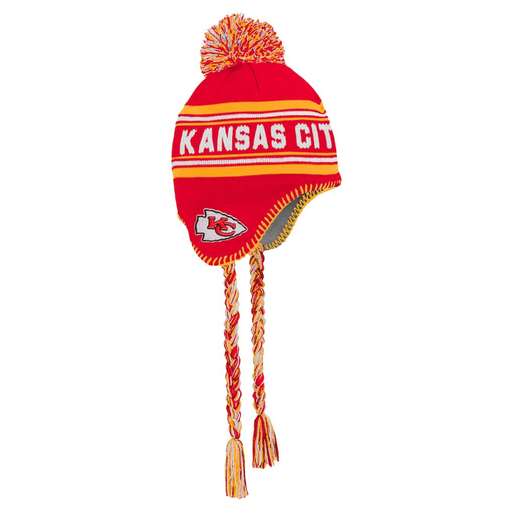 Kansas City Chiefs Youth Jacquard Tassel Knit Hat with Pom - Red Hats