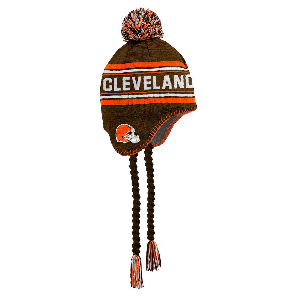 Cleveland Browns Youth Jacquard Tassel Knit Hat with Pom - Brown Hats