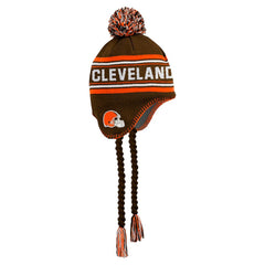 Cleveland Browns Youth Jacquard Tassel Knit Hat with Pom - Brown Hats