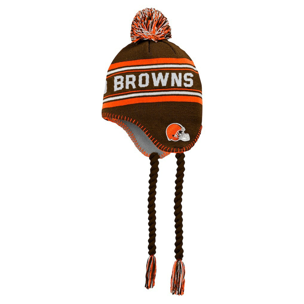 Cleveland Browns Youth Jacquard Tassel Knit Hat with Pom - Brown Hats
