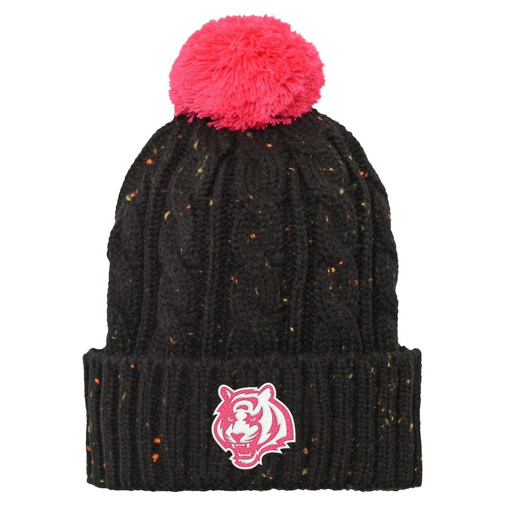 Cincinnati Bengals Girls Youth Nep Yarn Cuffed Knit Hat with Pom - Black Hats