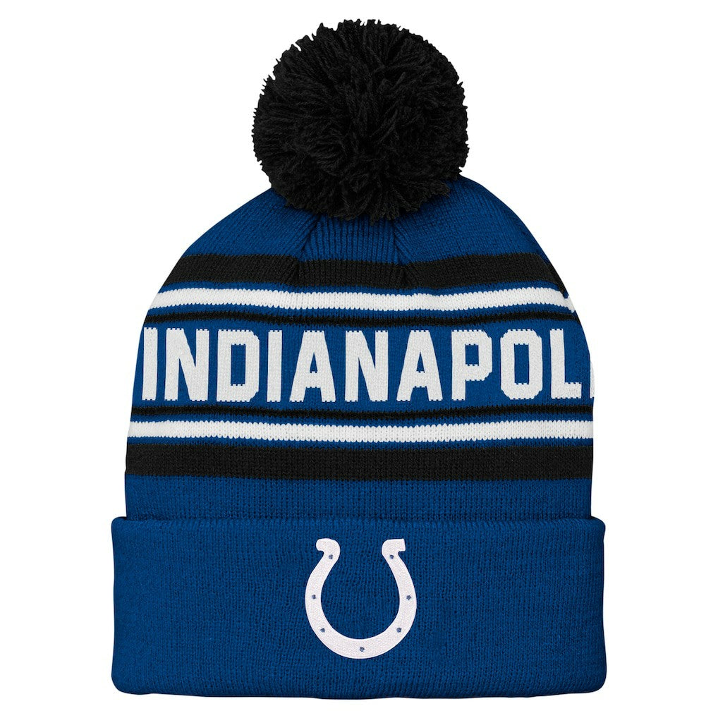 Indianapolis Colts Preschool Jacquard Cuffed Knit Hat with Pom - Royal Hats