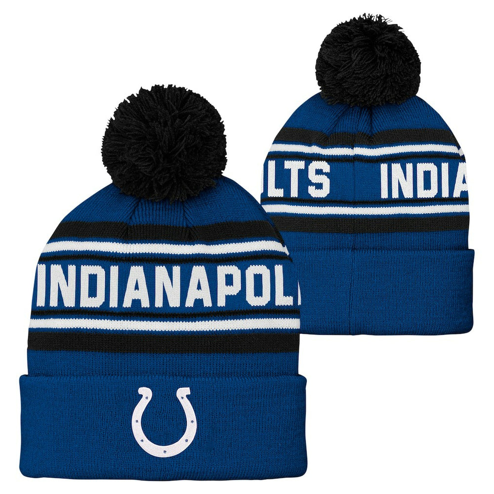 Indianapolis Colts Preschool Jacquard Cuffed Knit Hat with Pom - Royal Hats