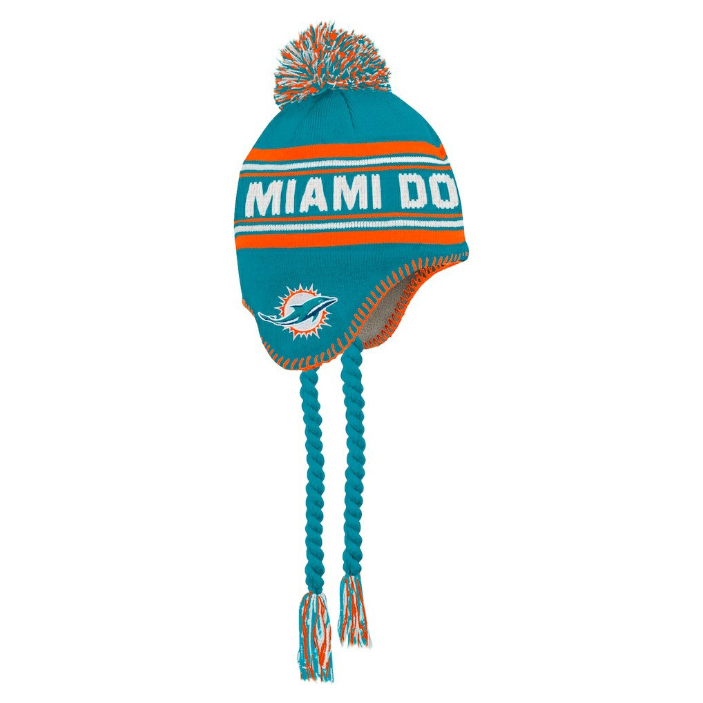Miami Dolphins Preschool Jacquard Tassel Knit Hat with Pom - Aqua Hats