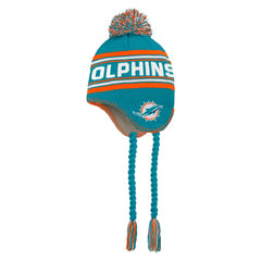 Miami Dolphins Preschool Jacquard Tassel Knit Hat with Pom - Aqua Hats