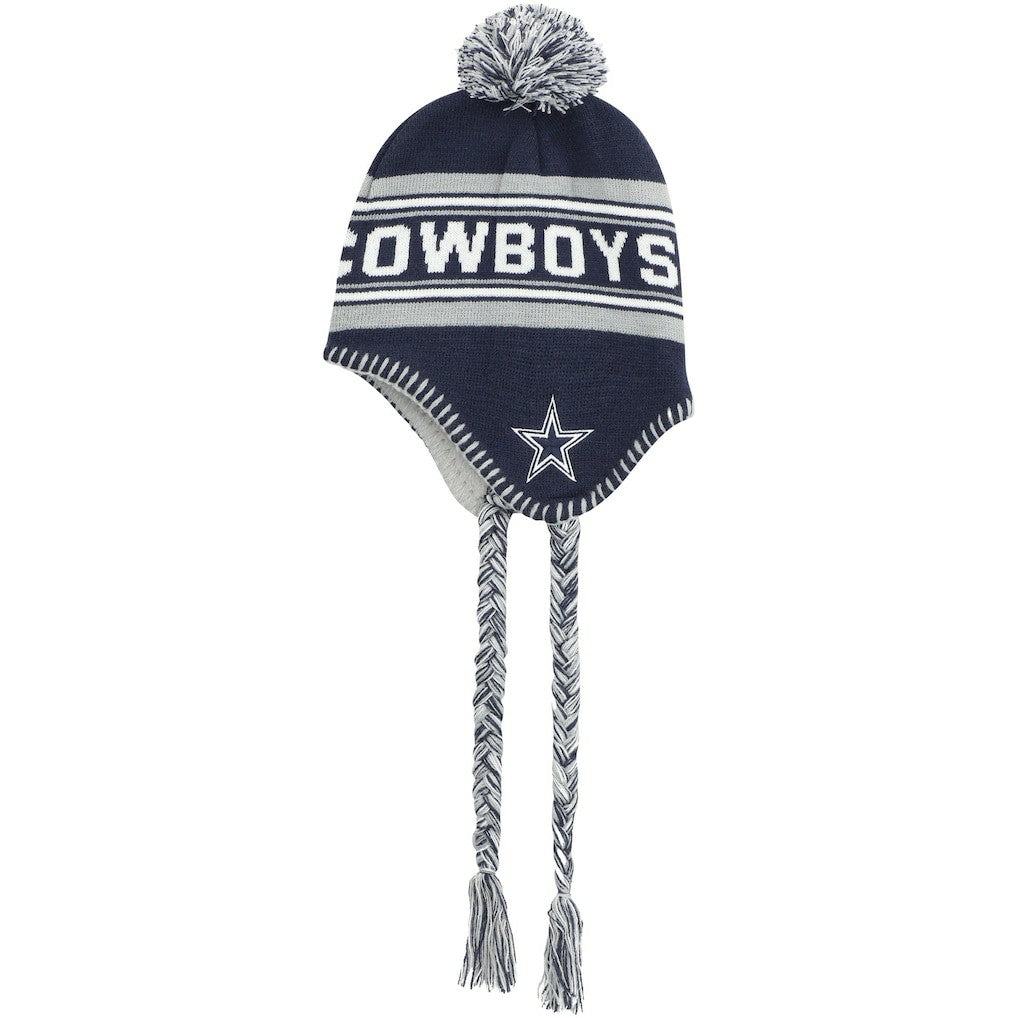 Dallas Cowboys Youth Jacquard Tassel Knit Hat with Pom - Navy Hats