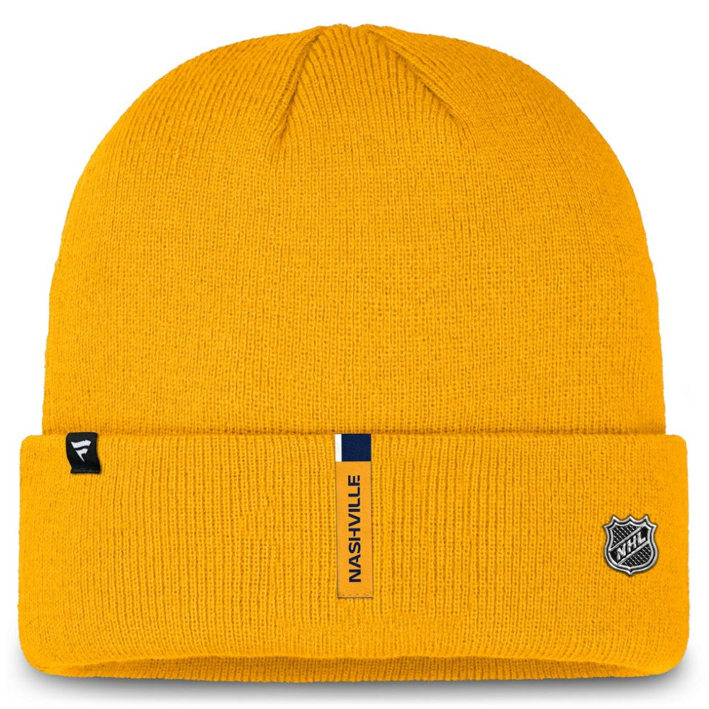 Nashville Predators Fanatics Authentic Pro Cuffed Knit Hat - Gold | US 200897456