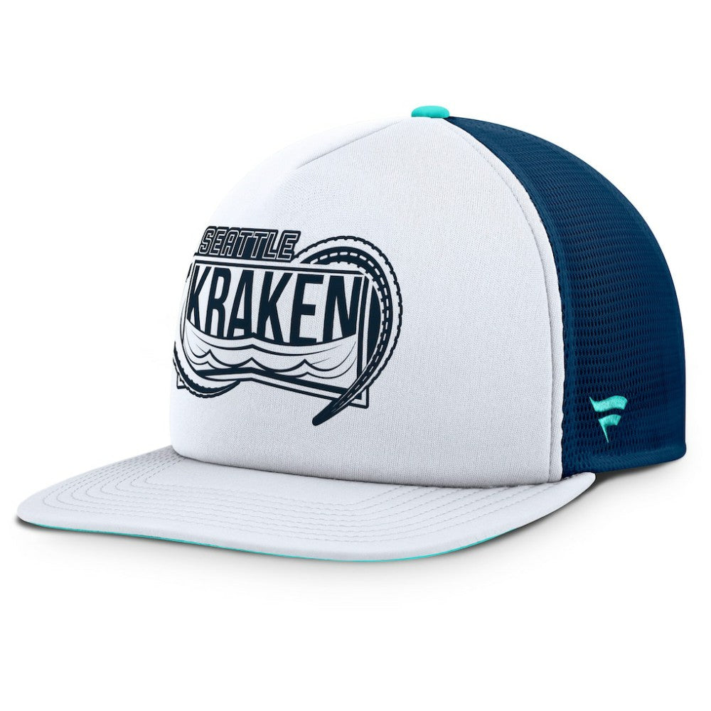Seattle Kraken Fanatics Authentic Pro Hometown Rink Foam Trucker Snapback Hat - White/Deep Sea Blue | US 200897548