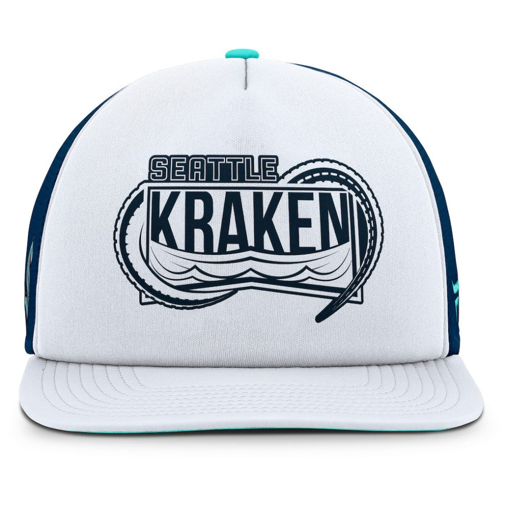 Seattle Kraken Fanatics Authentic Pro Hometown Rink Foam Trucker Snapback Hat - White/Deep Sea Blue | US 200897548