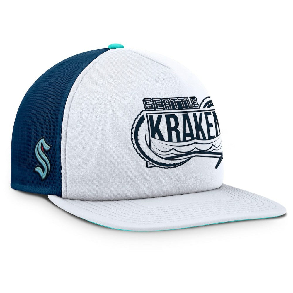 Seattle Kraken Fanatics Authentic Pro Hometown Rink Foam Trucker Snapback Hat - White/Deep Sea Blue | US 200897548