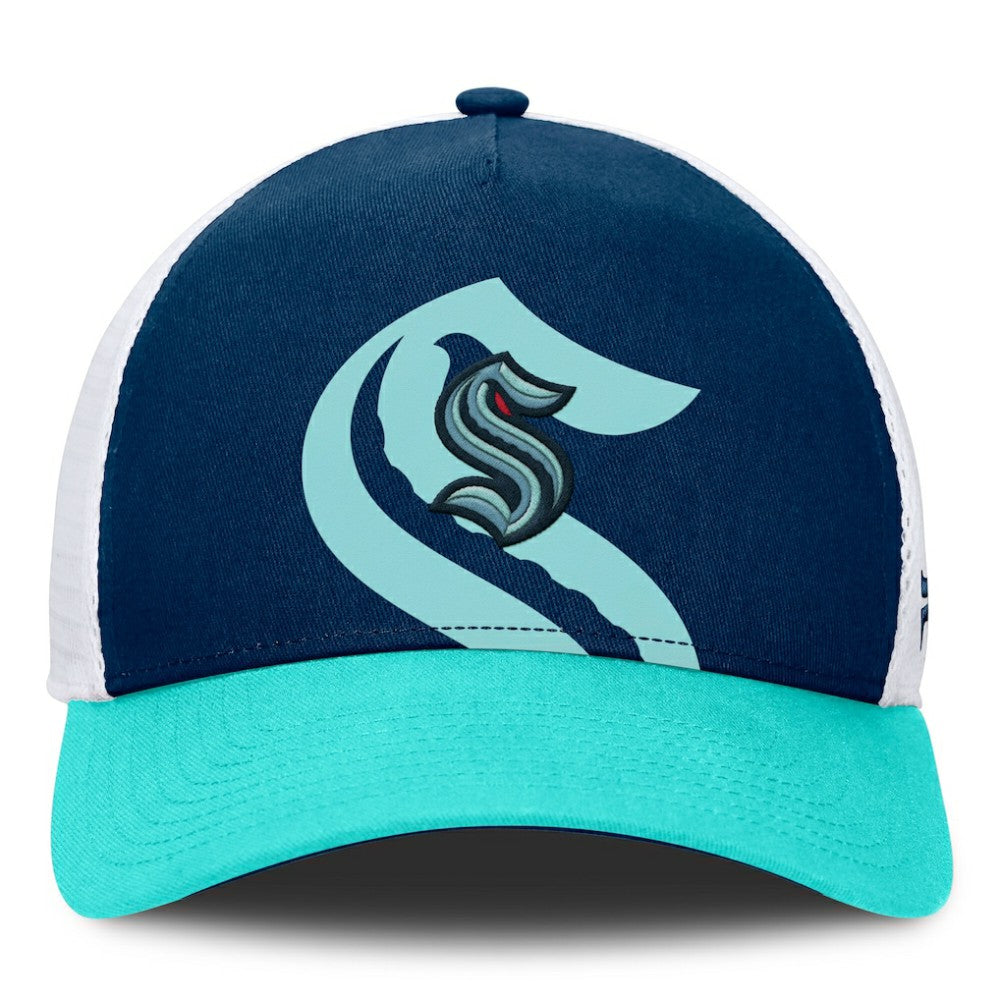Seattle Kraken Fanatics Authentic Pro A-Frame Rink Adjustable Hat - Deep Sea Blue/Light Blue | US 200897601