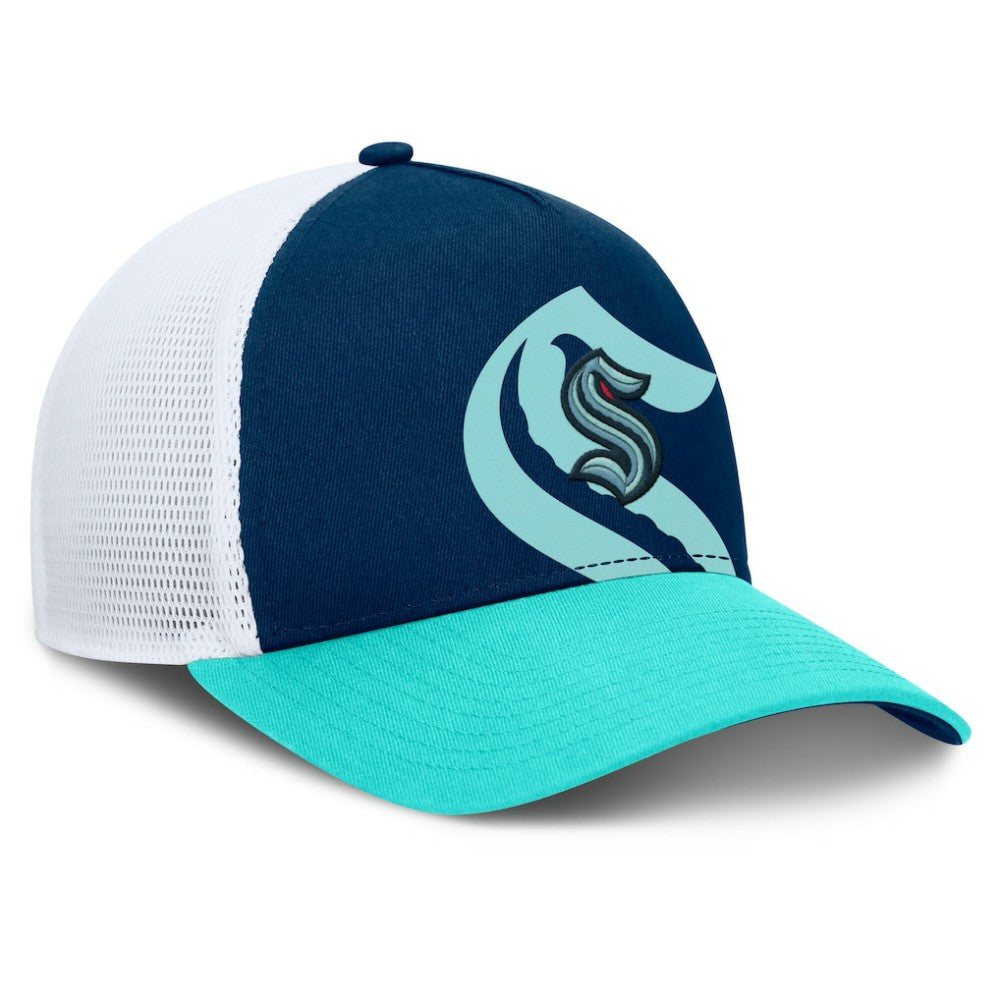 Seattle Kraken Fanatics Authentic Pro A-Frame Rink Adjustable Hat - Deep Sea Blue/Light Blue | US 200897601