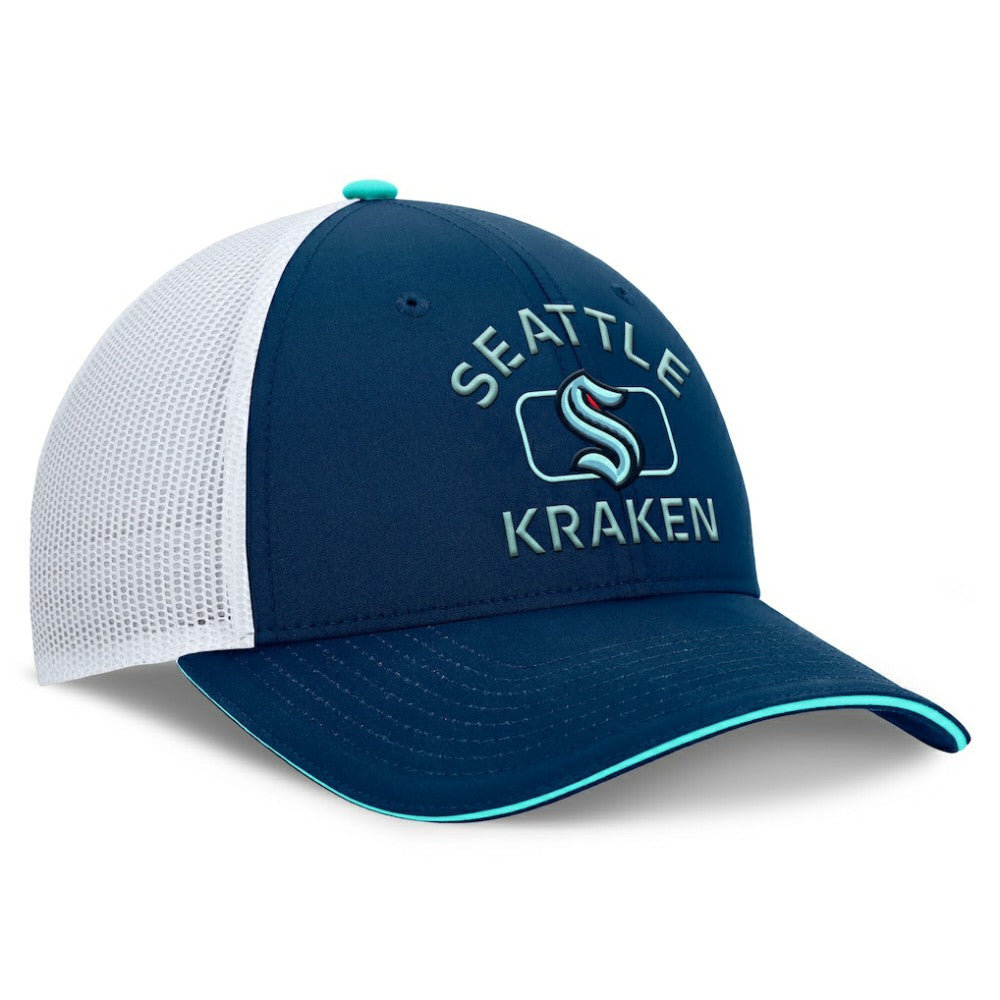 Seattle Kraken Fanatics Authentic Pro Rink Trucker Hat - Deep Sea Blue/White | US 200897647