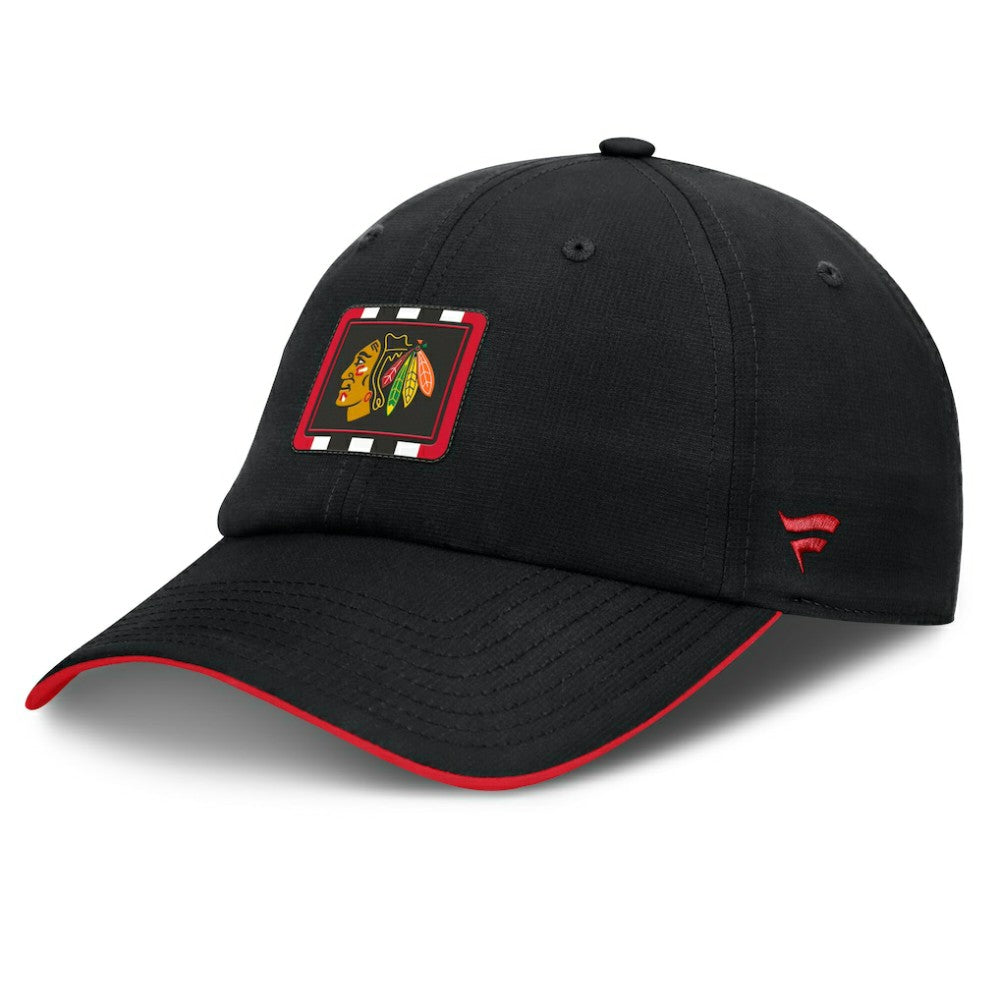 Chicago Blackhawks Fanatics Authentic Pro Ripstop Adjustable Hat - Black/Red | US 200897695
