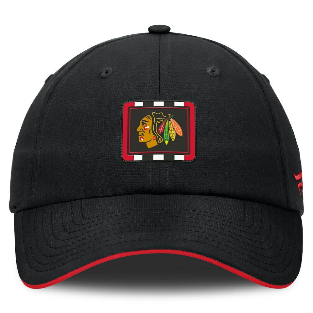 Chicago Blackhawks Fanatics Authentic Pro Ripstop Adjustable Hat - Black/Red | US 200897695