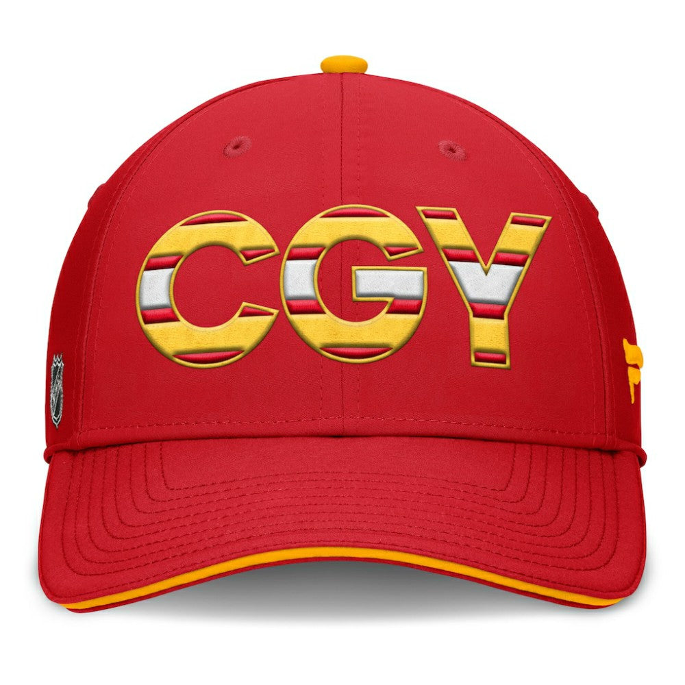 Calgary Flames Fanatics Authentic Pro Rink Team Code Flex Hat - Red/Gold | US 200897737