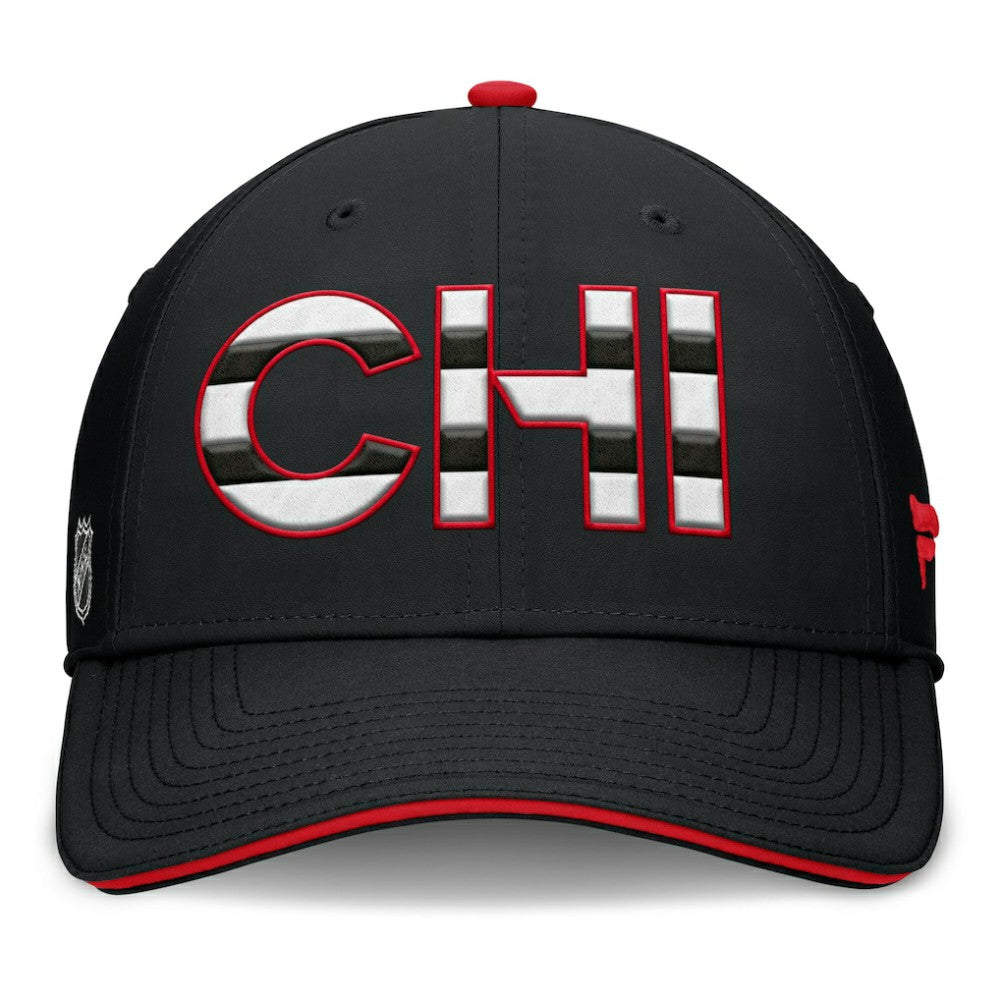 Chicago Blackhawks Fanatics Authentic Pro Rink Team Code Flex Hat - Black/Red | US 200897739